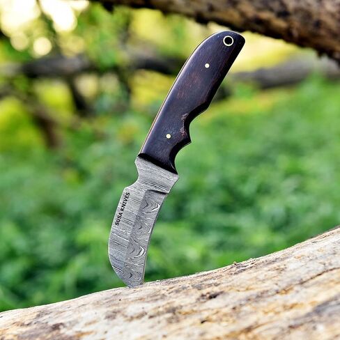Custom Handmade 1095 steel 7'' Hawkbill fixed blade Damascus steel Knife Electricians Knife/Lineman’s Hawkbill knife, with pancake leather sheath in Kuwait