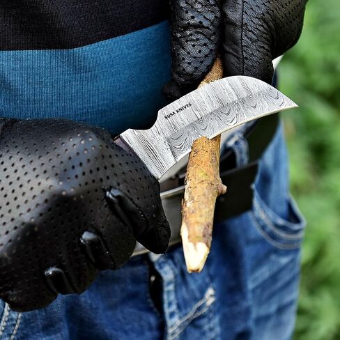 Custom Handmade 1095 steel 7'' Hawkbill fixed blade Damascus steel Knife Electricians Knife/Lineman’s Hawkbill knife, with pancake leather sheath in Kuwait