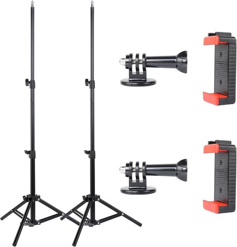 UTEBIT 2 Pack Photography Light Stands Tripod, with Phone Clamp, Black in Kuwait