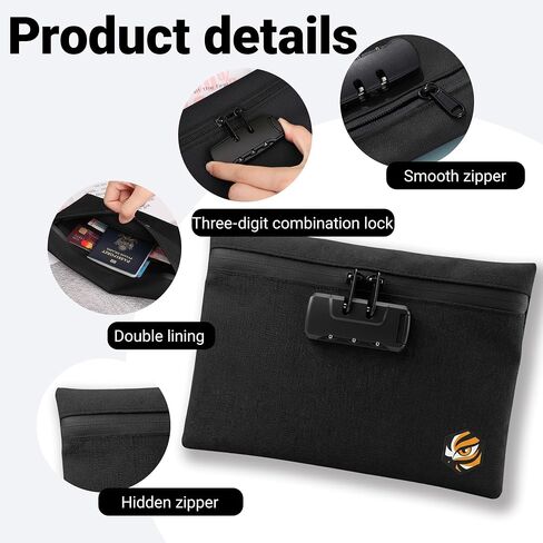 Lockable Tactical Pouch with 3-Digit Combination Lock, Black in Kuwait
