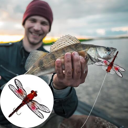 TOYANDONA Dragonfly Fishing Bait - Plastic Topwater Lure Simulation Fishing Hook Lure Accessory for Bass Trout Angling in Kuwait