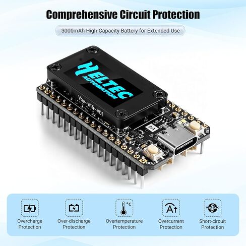 2 Sets LoRa32 V4 ESP32 Development Board with OLED Display, GPS Module, SX1262 27dBm Chip, 868 MHz Antenna + Adapter & 3000 mAh Battery, Compatible with Arduino IDE in Kuwait