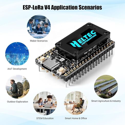 2 Sets LoRa32 V4 ESP32 Development Board with OLED Display, GPS Module, SX1262 27dBm Chip, 868 MHz Antenna + Adapter & 3000 mAh Battery, Compatible with Arduino IDE in Kuwait