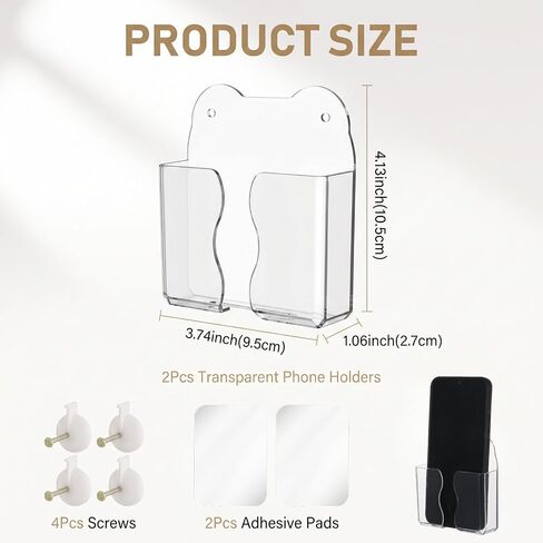 2 Pcs Wall Phone Holder Clear Wall Cellphone Holder Clear Stand in Kuwait