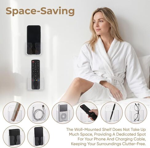 2 Pcs Wall Phone Holder Clear Wall Cellphone Holder Clear Stand in Kuwait