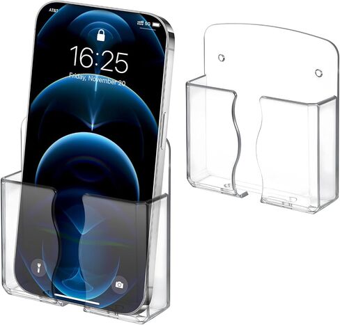 2 Pcs Wall Mounted Phone Holder Transparent Wall Cellphone Holder in Kuwait