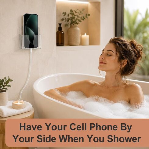 2 Pcs Wall Mounted Phone Holder Transparent Wall Cellphone Holder in Kuwait