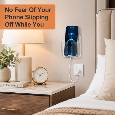 2 Pcs Wall Mounted Phone Holder Transparent Wall Cellphone Holder in Kuwait