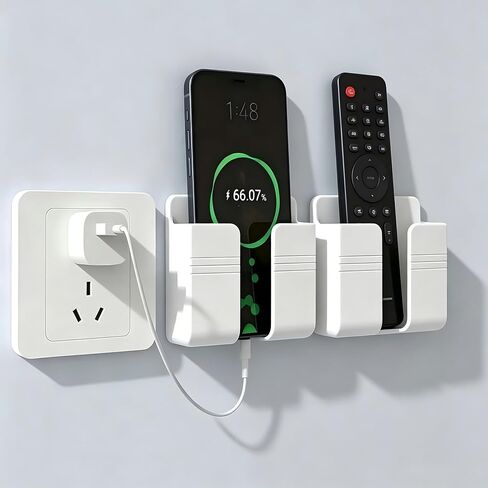 2Pcs Phone Holder Wall Mounted, Phone Stand with Self Adhesive, White in Kuwait