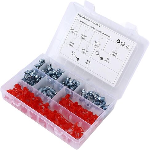 High Grade 160PCS Hydraulic Grease Zerk Blue Zinc Plating Set for Automotive Machinery, Iron & Polyethylene Material in Kuwait