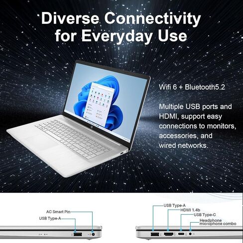 HP 17.3" Pavilion Touchscreen Laptop | AMD Ryzen 3 Processor | 16GB DDR4 RAM | 512GB PCIe SSD | Full-Size Keyboard with Numeric Keypad | Windows 11 | Wi-Fi 6 | HDMI | Large Display for Work & Study in Kuwait