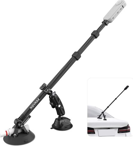 Movmax Suction Car Mount Kit with Invisible Selfie Stick, Compatible with Insta360 x5,x4, x3, x2，GoPro Max DJI OSMO 360, Adjustible Carbon Fiber Stick, Car Holder on Windshield Window/Hood/Top Roof in Kuwait
