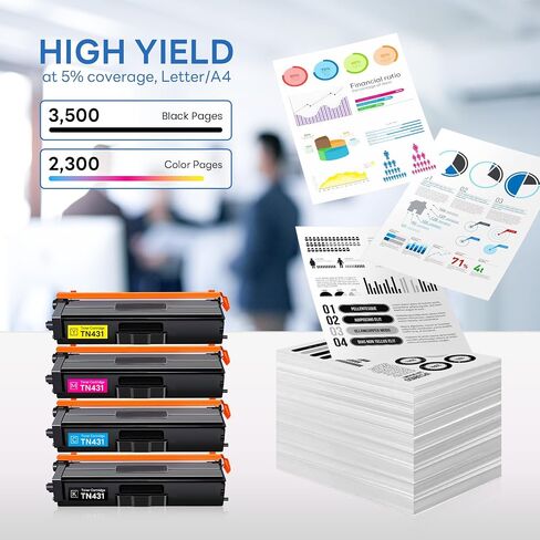 TN-431 TN431 Toner Cartridge 4-Pack Compatible TN431BK TN431C TN431M TN431Y Replacement for Brother TN431 TN-431 MFC-L8900CDW MFC-L8610CDW MFC-L9570CDW HL-L8360CDW Printer . in Kuwait