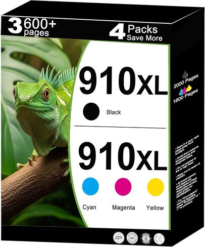 910XL Ink Cartridges High Yield Combo Pack Replacement for HP 910 XL Work for OfficeJet Pro 8020 8025 8028 8030 8035 8010 8015 8018 8022 Printer with V15.6.1 Chip (Cyan Magenta Yellow Black, 4 Packs) in Kuwait