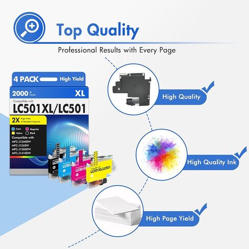 LC501XL LC501 MFC-J1360DW Ink Cartridges for Brother Printer MFC-J1410DW in Kuwait