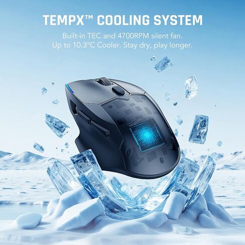 Black Shark Funcooler Wireless Gaming Mouse, Active Cooling & Heating, Dual 8KHz Polling Rate, 30K DPI Optical Sensor, Tri-Mode Wireless, Charging Dock, Ergonomic Right-Hand for PC/Mac in Saudi Arabia