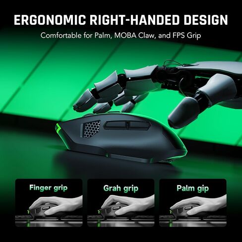 Black Shark Funcooler Wireless Gaming Mouse, Active Cooling & Heating, Dual 8KHz Polling Rate, 30K DPI Optical Sensor, Tri-Mode Wireless, Charging Dock, Ergonomic Right-Hand for PC/Mac in Saudi Arabia
