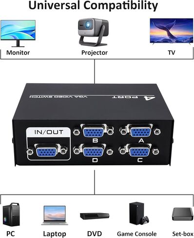 VGA Switch Box Adapter 4 in 1 Out VGA Switcher Selector in Saudi Arabia