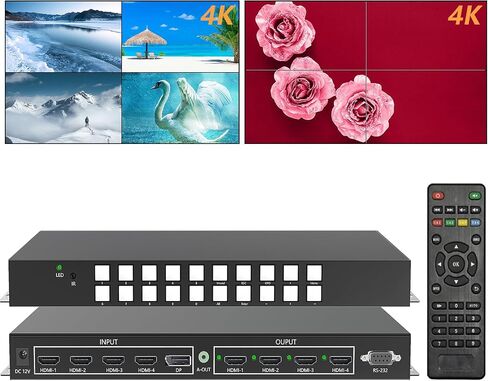 4K 4x4 Seamless HDMI Matrix Switch Video Wall Controller 4 Input 4 Output in Kuwait