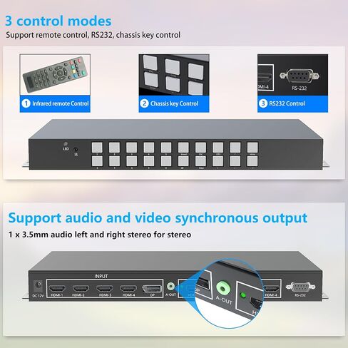 4K 4x4 Seamless HDMI Matrix Switch Video Wall Controller 4 Input 4 Output in Kuwait