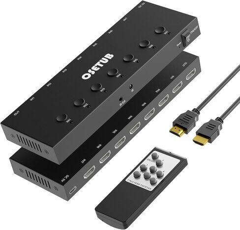 2-in-1 HDMI & AV Switcher – Play PS5 & Retro Games on 1 TV, 3 HDMI 2.0 (4K HDR) + 2 RCA Inputs – Supports Xbox Series X/Switch/Wii/PS2/N64 – HDCP 2.2, 3D, 4:3/16:9 Toggle in Kuwait