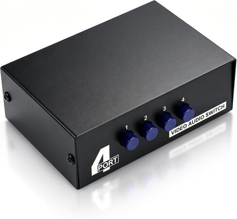 Duttek AV Switch Box,RCA Switcher,AV(3 RCA) Cable 4 in 1 Out Composite Video L/R Audio Selector Box for Wii, PS2, Xbox, DVD Player, STB, HDTV, No Power Required in Saudi Arabia