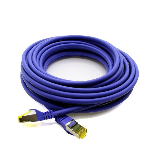 1aTTack.de Cat.7 Patch Cable Set S/FTP (PiMF) Ethernet LAN Network Cables 10 Gigabit/s High Speed 600 MHz with Locking Protection Halogen-Free (LSZH) Violet - 5 Pieces 1m in Kuwait