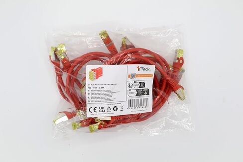 Cat.7 Patch Cable Set S/FTP (PiMF) Ethernet LAN Network Cables 10 Gigabit/s High Speed 600 MHz with Locking Protection Halogen-Free (LSZH) red - 10 Pieces 0 5m in Kuwait