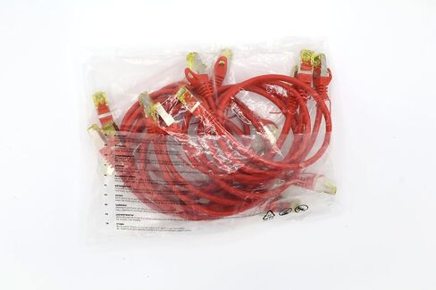 Cat.7 Patch Cable Set S/FTP (PiMF) Ethernet LAN Network Cables 10 Gigabit/s High Speed 600 MHz with Locking Protection Halogen-Free (LSZH) red - 10 Pieces 0 5m in Kuwait