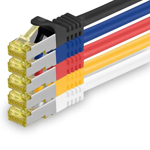 1aTTack.de Cat.7 Patch Cable Set S/FTP (PiMF) Ethernet LAN Network Cables 10 Gigabit/s High Speed 600 MHz with Locking Protection Halogen-Free (LSZH) 5 Couleurs 03-5 Pieces 5m in Kuwait