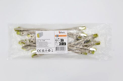 Cat.7 Patch Cable Set S/FTP (PiMF) Ethernet LAN Network Cables 10 Gigabit/s High Speed 600 MHz with Locking Protection Halogen-Free (LSZH) Grey - 10 Pieces 0 25m in Kuwait