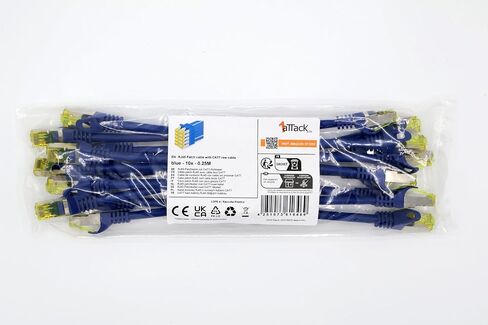 Cat.7 Patch Cable Set S/FTP (PiMF) Ethernet LAN Network Cables 10 Gigabit/s High Speed 600 MHz with Locking Protection Halogen-Free (LSZH) Blue - 10 Pieces 0 25m in Kuwait