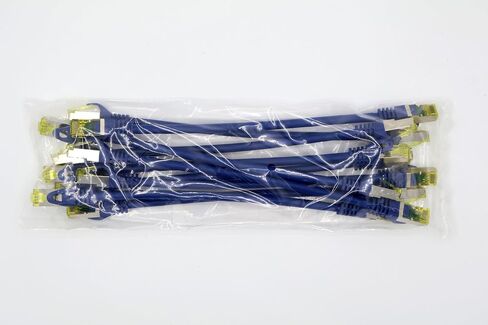 Cat.7 Patch Cable Set S/FTP (PiMF) Ethernet LAN Network Cables 10 Gigabit/s High Speed 600 MHz with Locking Protection Halogen-Free (LSZH) Blue - 10 Pieces 0 25m in Kuwait