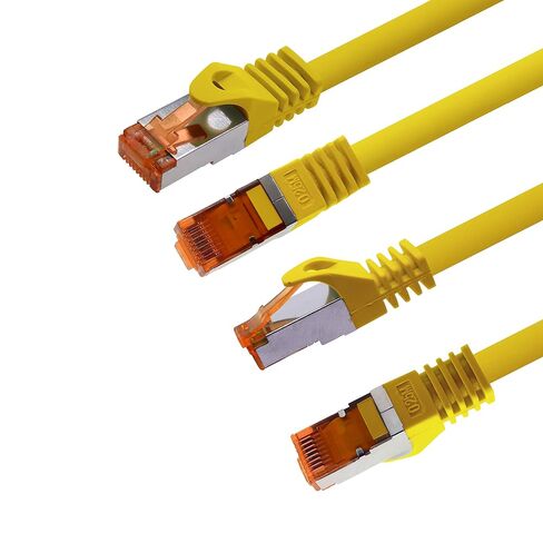 Cat.7 ethernet Cable 1m - Yellow - 10 Pieces - Cat7 LAN Network 10GBASE-T - 10000 Mbps (Sftp Pimf) Double Shielded patchcable RJ45 Plug Cat.6a in Kuwait