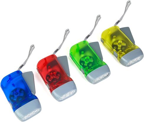 Guyuyii 4 Pack Hand Crank Flashlight Features 3-LED and Wrist Straps in Kuwait