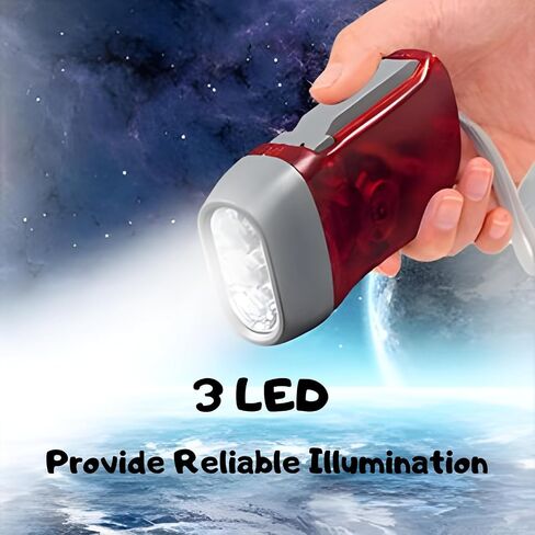 Guyuyii 4 Pack Hand Crank Flashlight Features 3-LED and Wrist Straps in Kuwait
