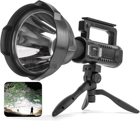 Rechargeable Spotlight, 2,000,000 Lumens Super Bright LED Flashlight, IPX5 Waterproof Handheld Searchlight for Camping Boating Hiking Emergencies (Large) in Kuwait