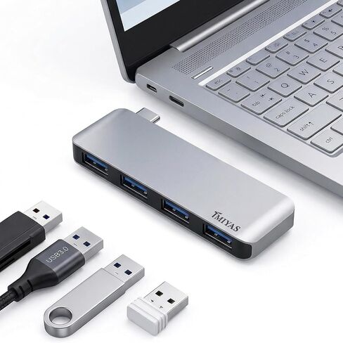 USB C to USB Hub with 4 USB 3.0 Ports for MacBook Pro/Air — Direct Plug USB Splitter for Laptop, Flush-Fit Cable-Free Design, Compatible with iMac Dell HP Surface in Kuwait