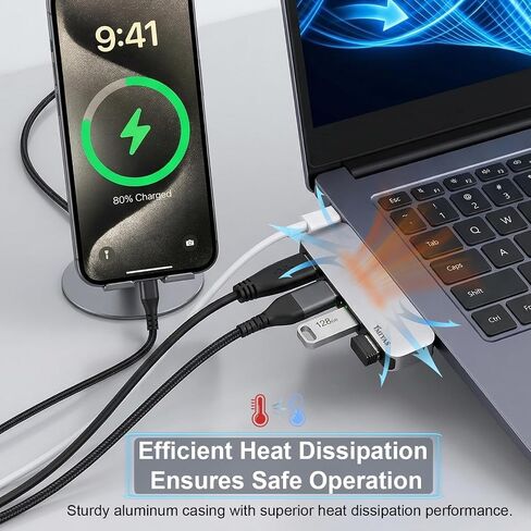 USB C to USB Hub with 4 USB 3.0 Ports for MacBook Pro/Air — Direct Plug USB Splitter for Laptop, Flush-Fit Cable-Free Design, Compatible with iMac Dell HP Surface in Kuwait