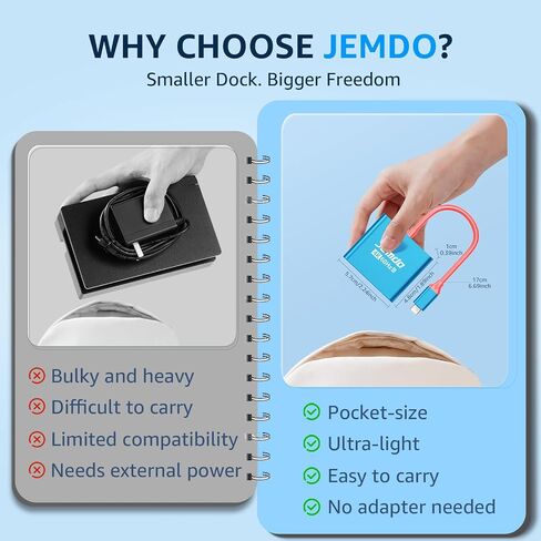 JEMDO Switch 2 HDMI Adapter Dock Station(3 Ports),4K@60Hz,HDMI 2.0 & 18Gbps,PD 100W & USB 3.0,Portable USB C to HDMI Travel Dock for TV Compatible with Nintendo Switch 2(Only Below V21.0.0)/OLED/2017 in Kuwait