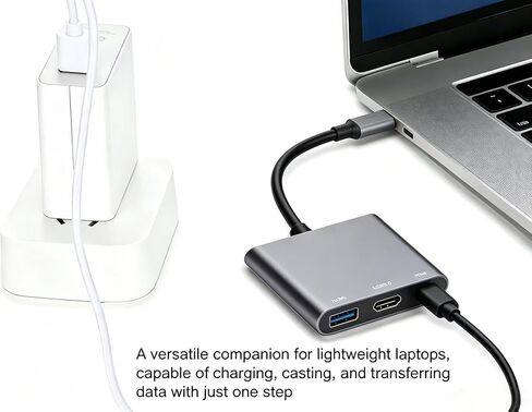 USB C to HDMI Multiport Adapter Cable with Charging Port, 4K HDMI to USB C Hub Adapter Compatible with Monitor，Laptop, USB-C to USB 3.0 10Gbps Dongle in Kuwait
