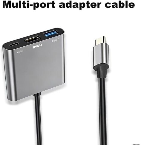 USB C to HDMI Multiport Adapter Cable with Charging Port, 4K HDMI to USB C Hub Adapter Compatible with Monitor，Laptop, USB-C to USB 3.0 10Gbps Dongle in Kuwait