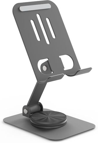 Metal Cell Phone Stand for Desk, Multi-Angel Adjustable 360° Rotation Non-Slip and Foldable Mobile Phone Stand, Compatible with iPhone 17 16 Pro Max and All Smartphones, Black in Kuwait