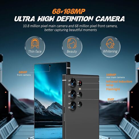 I24 Ultra Unlocked Cell Phone, 6800mAh Long Battery Life Smartphone,Built in Pen,6.8" HD Screen 8+256GB Unlocked Phones,5G/Dual SIM/Fingerprint Unlock/Face ID (Sky Blue) in Saudi Arabia
