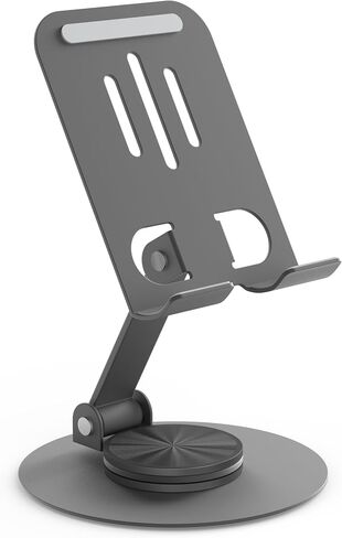 Metal Cell Phone Stand for Desk, Multi-Angel Adjustable 360° Rotation Desktop Phone Holder and Foldable Mobile Phone Stand, Compatible with iPhone 17 16 Pro Max and All Smartphones, Black in Kuwait
