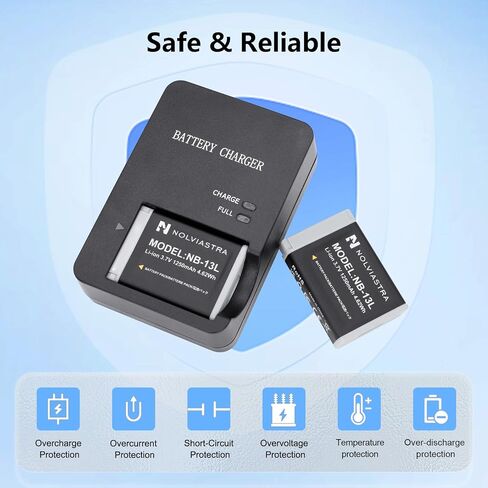 2-Pack NB-13L 1250mAh Battery and Charger Set in Kuwait