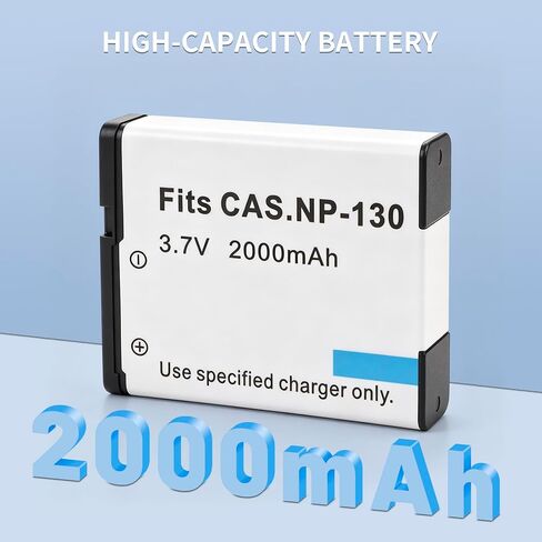 2-Pack NP-130 Battery, Slim LCD Charger for Cas NP-130 Exilim EX-10 EX-100 in Kuwait