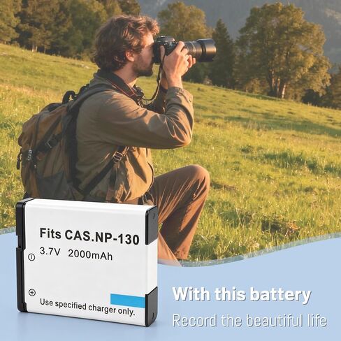 2-Pack NP-130 Battery, Slim LCD Charger for Cas NP-130 Exilim EX-10 EX-100 in Kuwait