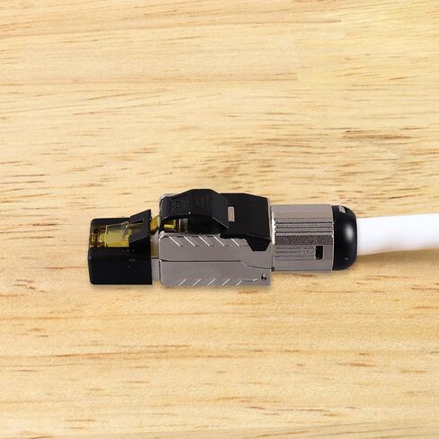 POPETPOP Cat8 Shielded Pass Through Rj45 Modular Ethernet Connector Plug, Tool-Free Crimp, Dustproof Network Cable Adapter for LAN and Server Use in Kuwait