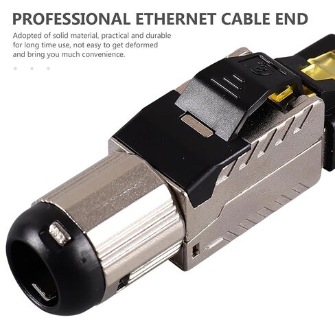 POPETPOP Cat8 Shielded Pass Through Rj45 Modular Ethernet Connector Plug, Tool-Free Crimp, Dustproof Network Cable Adapter for LAN and Server Use in Kuwait